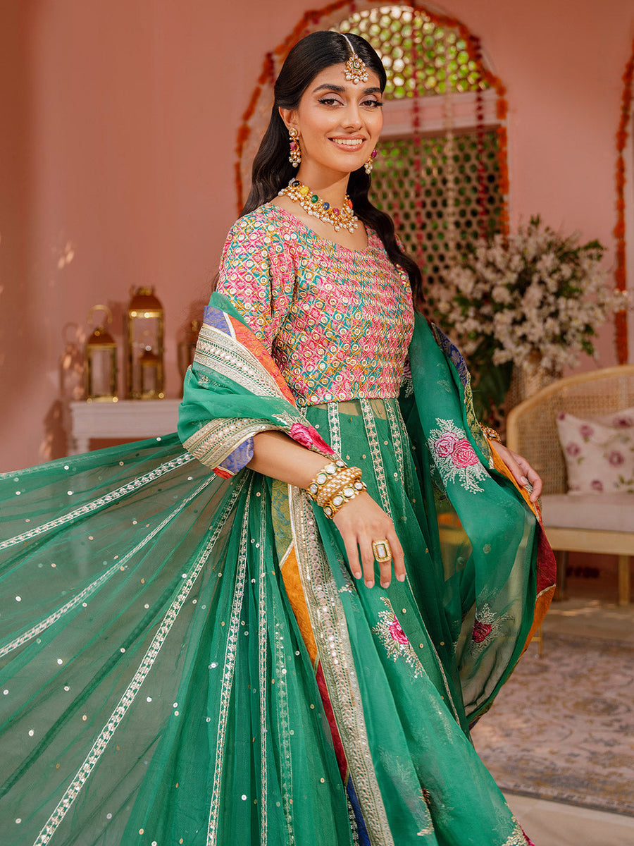 Faiza Faisal Heeriye Embroidered Raw Silk Unstitched 3Pc Suit - Zaib-Un-Nisa