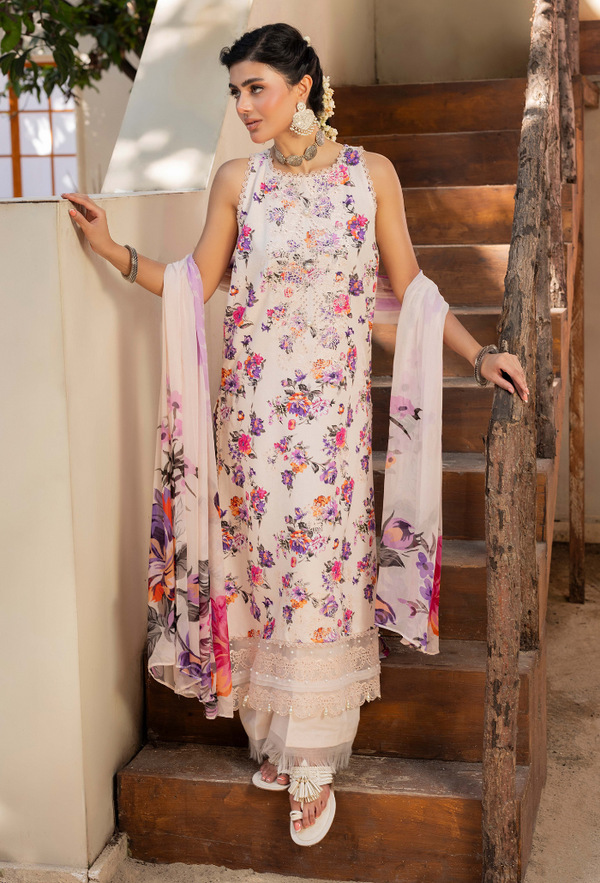 Humdum Zaiba Embroidered Karandi Unstitched 3Pc Suit D-09