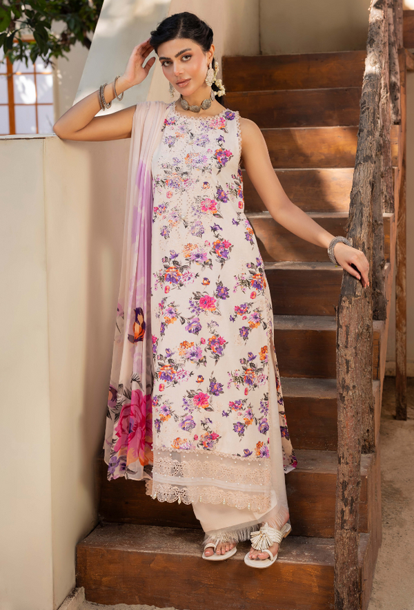 Humdum Zaiba Embroidered Karandi Unstitched 3Pc Suit D-09