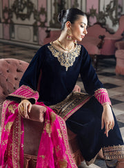 Zainab_Chottani_Navy-Blue_Velvet-Dress_TARA-D06-Tara