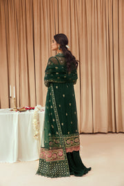 FARASHA Tabeer Embroidered Net Unstitched 3 Piece Suit - 01 Zamurd
