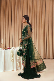FARASHA Tabeer Embroidered Net Unstitched 3 Piece Suit - 01 Zamurd