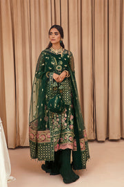 FARASHA Tabeer Embroidered Net Unstitched 3 Piece Suit - 01 Zamurd