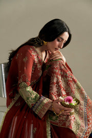 VERA Embroidered Raw Silk Unstitched 3Pc Suit - Zar Rust