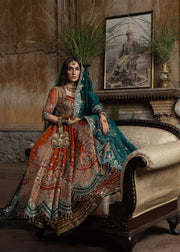 Hussain Rehar Festive Embroidered Korean Raw Silk Unstitched 3Pc Suit - ZARIN