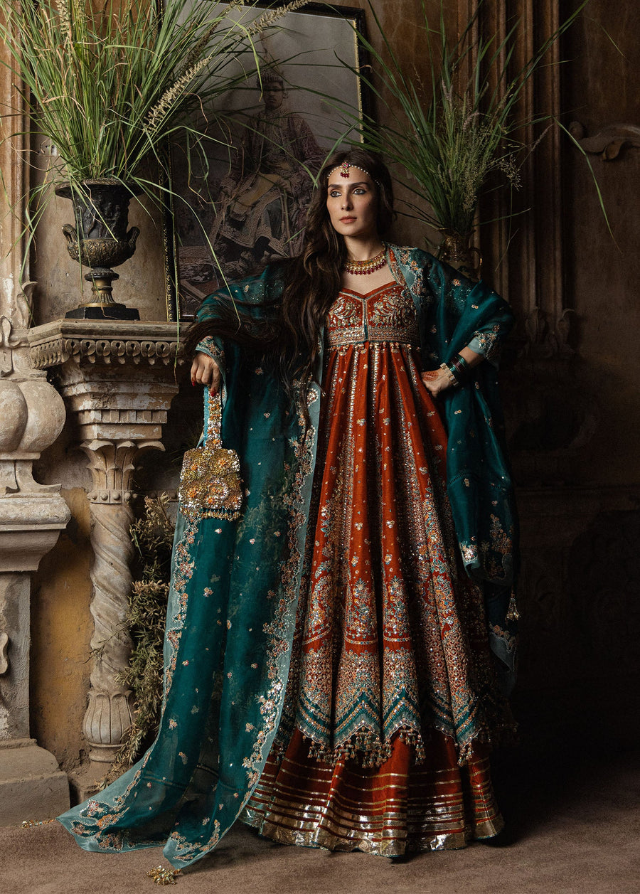 Hussain Rehar Festive Embroidered Korean Raw Silk Unstitched 3Pc Suit - ZARIN