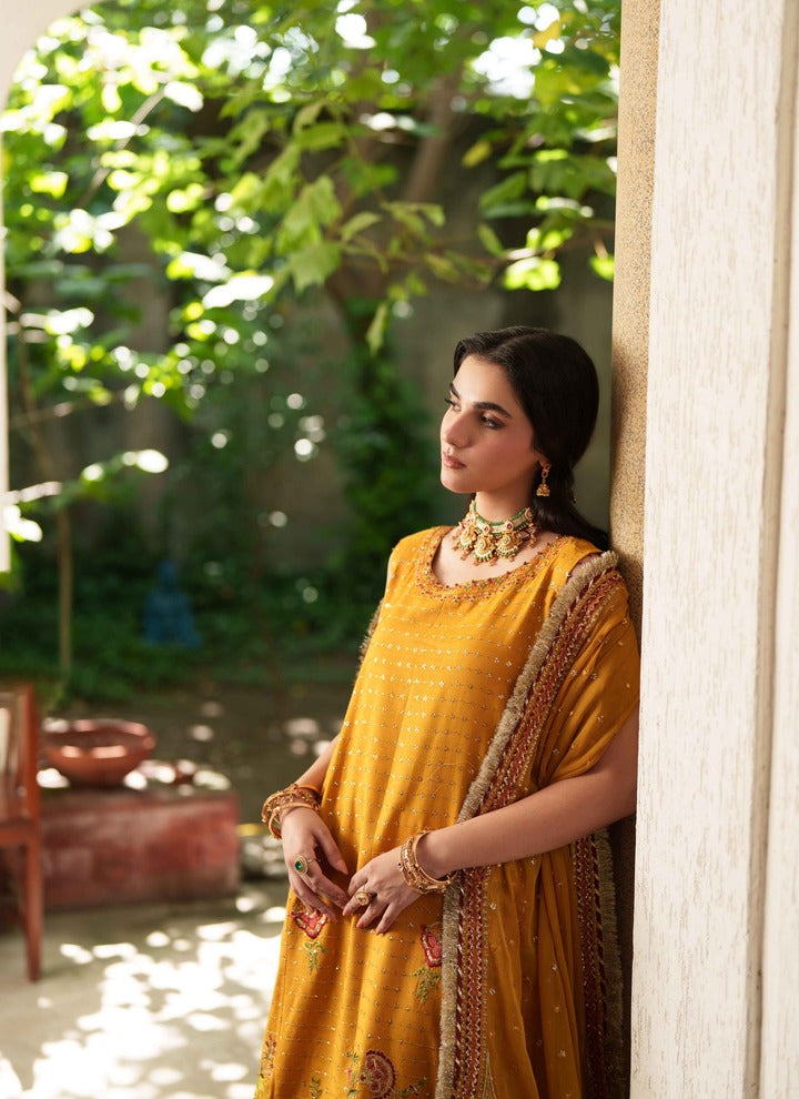 Neeshay Shagun Embroidered Raw Silk Unstitched 3Pc Suit - ZARINA