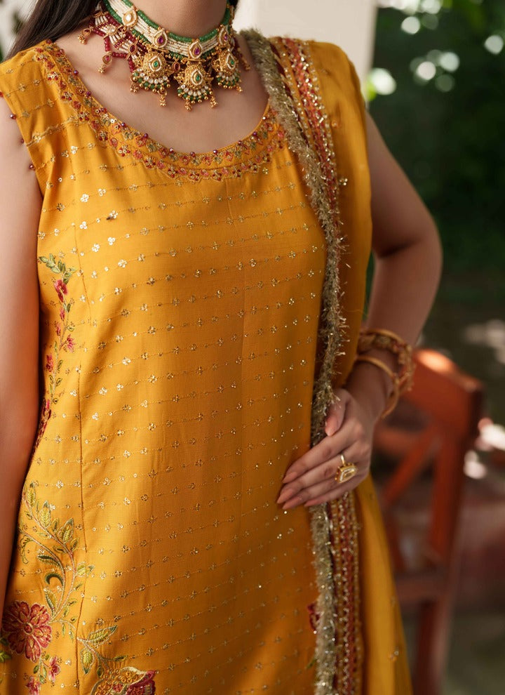 Neeshay Shagun Embroidered Raw Silk Unstitched 3Pc Suit - ZARINA