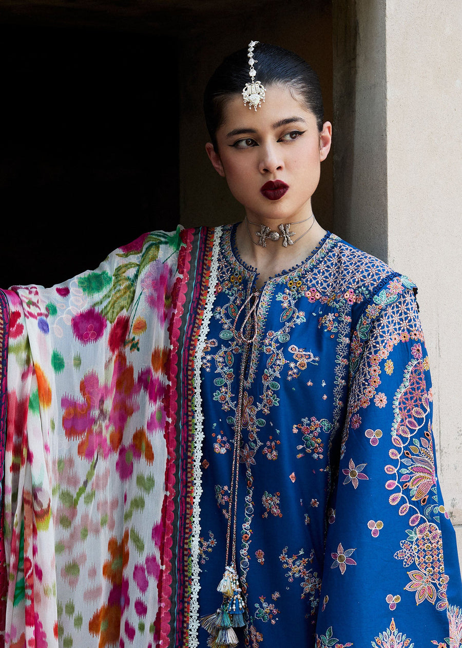 Hussain Rehar Nirmal Unstitched Embroidered Lawn 3Pc Suit - Zarqa