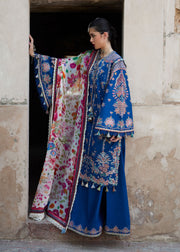 Hussain Rehar Nirmal Unstitched Embroidered Lawn 3Pc Suit - Zarqa