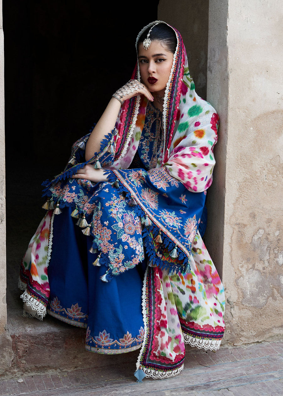 Hussain Rehar Nirmal Unstitched Embroidered Lawn 3Pc Suit - Zarqa