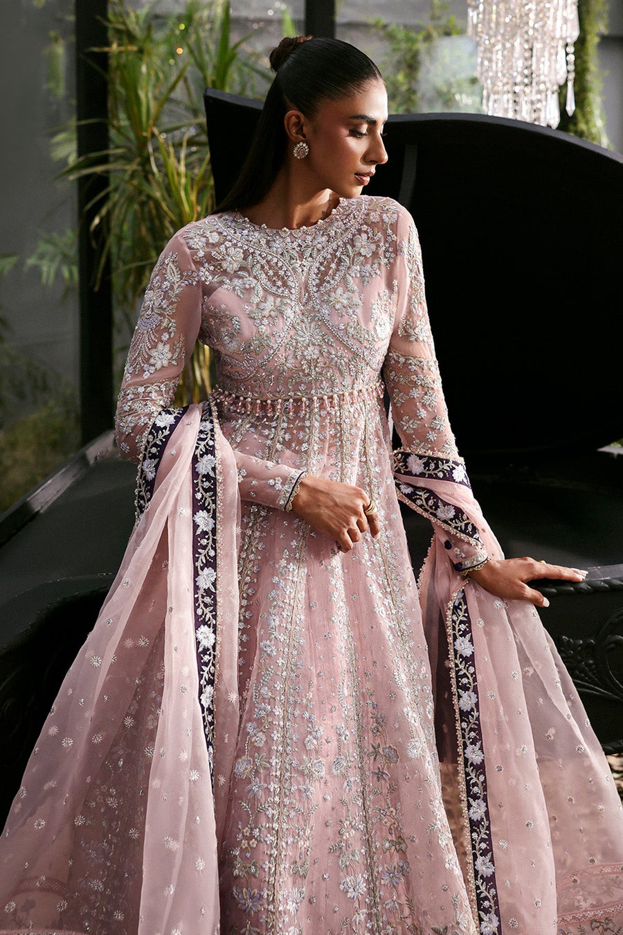 Afrozeh La Fuchsia Embroidered Organza Unstitched 3Pc Suit ALF-25-V1-06 ZEAL