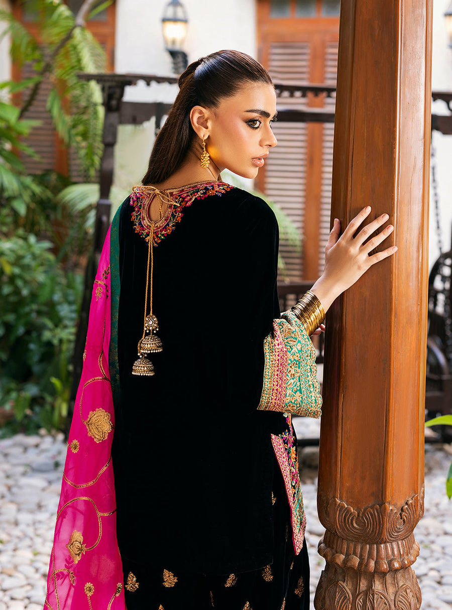 Zainab Chottani Embroidered Velvet Unstitched 3Pc Suit - Zeba