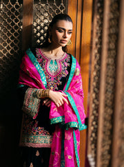 Zainab Chottani Embroidered Velvet Unstitched 3Pc Suit - Zeba