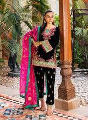 Zainab Chottani Embroidered Velvet Unstitched 3Pc Suit - Zeba