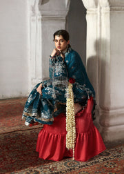 Hussain Rehar Massarat Embroidered Organza Unstitched 3Pc Suit - Zebunisa