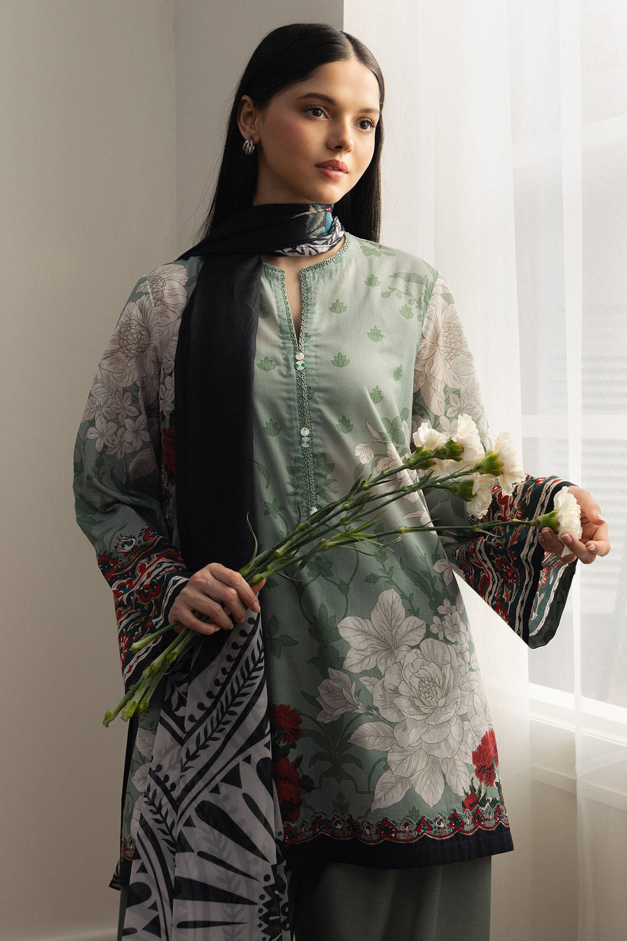 Coco by Zara Shahjahan Prints Unstitched Lawn 3Pc Suit D-10B Zen