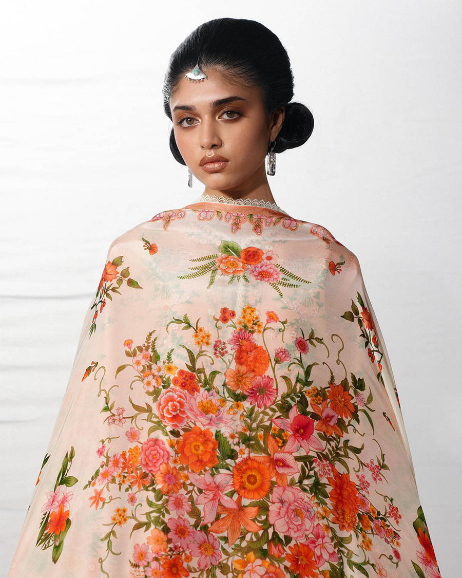 Jugnu Lahore The Reserved View Embroidered Cotton Unstitched 3Pc Suit - Zerah