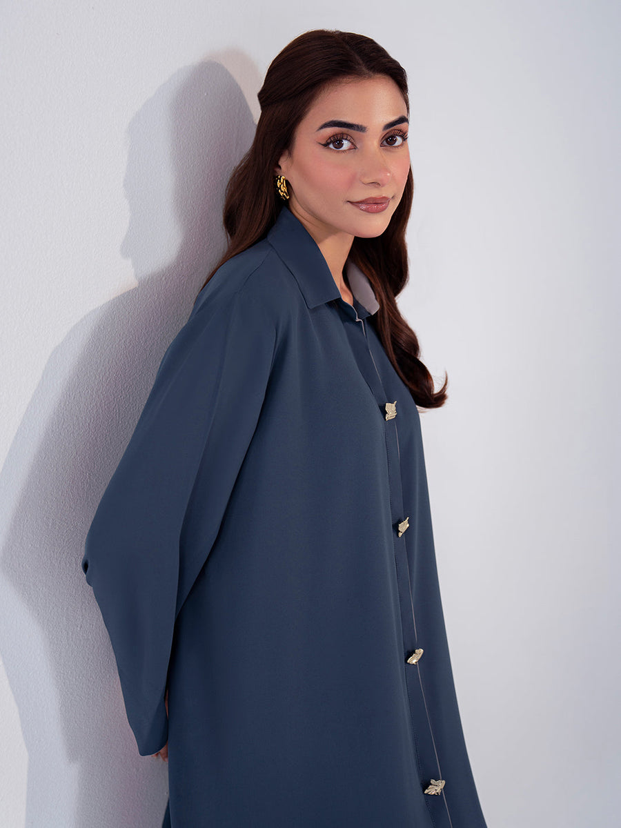 Hemstitch Georgette Affair Embroidered Georgette Stitched 2Pc Suit - Zinc