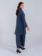 Hemstitch Georgette Affair Embroidered Georgette Stitched 2Pc Suit - Zinc