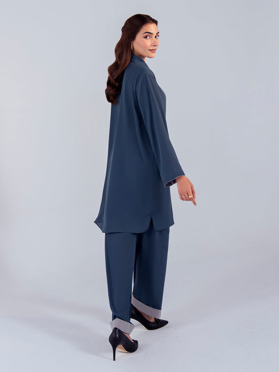 Hemstitch Georgette Affair Embroidered Georgette Stitched 2Pc Suit - Zinc