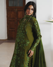 Jugnu Lahore Womenswear Embroidered Karandi Unstitched 3Pc Suit - ZINIA