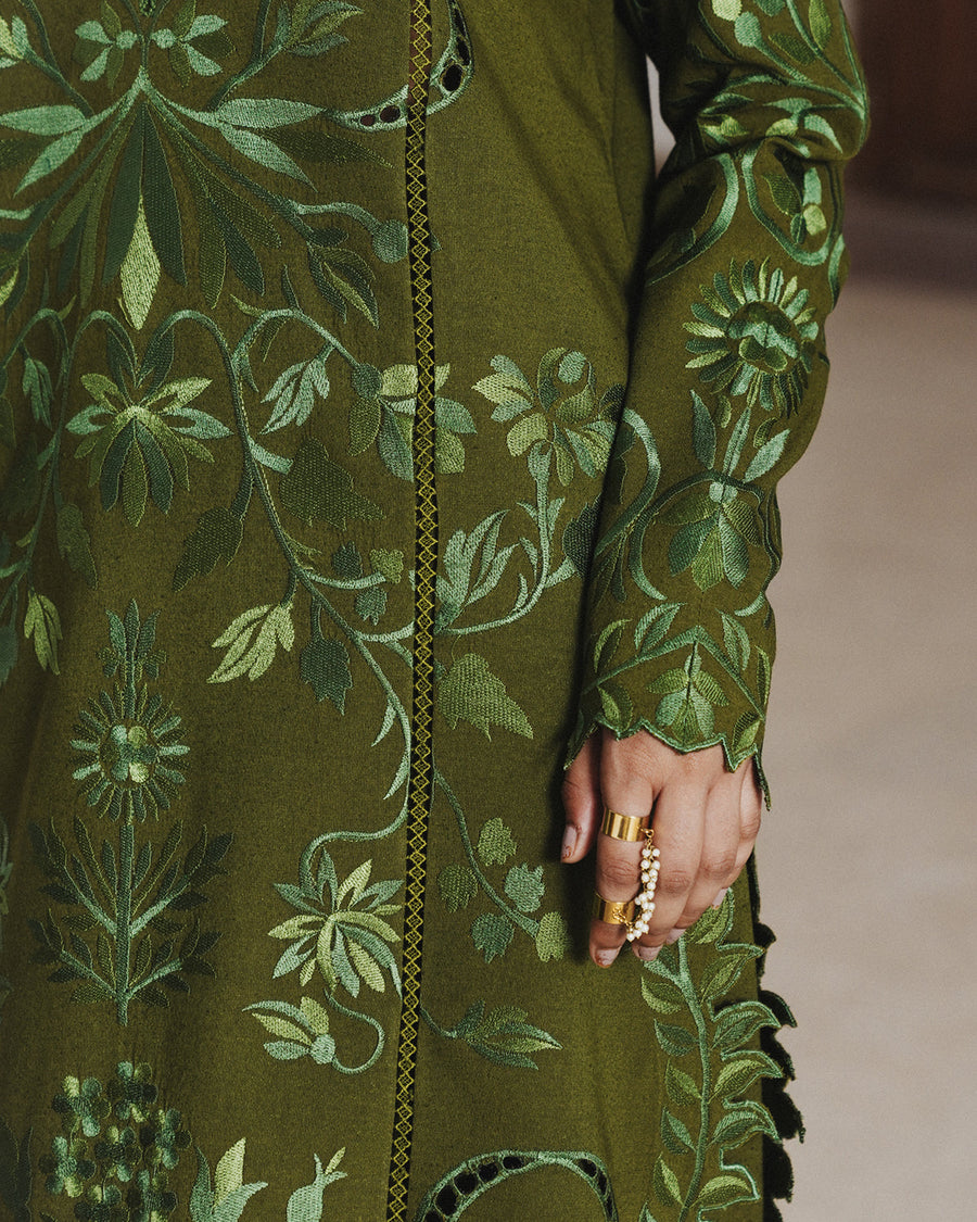 Jugnu Lahore Womenswear Embroidered Karandi Unstitched 3Pc Suit - ZINIA
