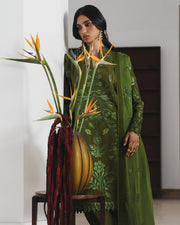 Jugnu Lahore Womenswear Embroidered Karandi Unstitched 3Pc Suit - ZINIA