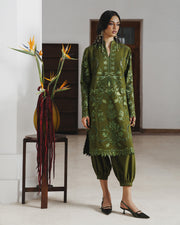 Jugnu Lahore Womenswear Embroidered Karandi Unstitched 3Pc Suit - ZINIA