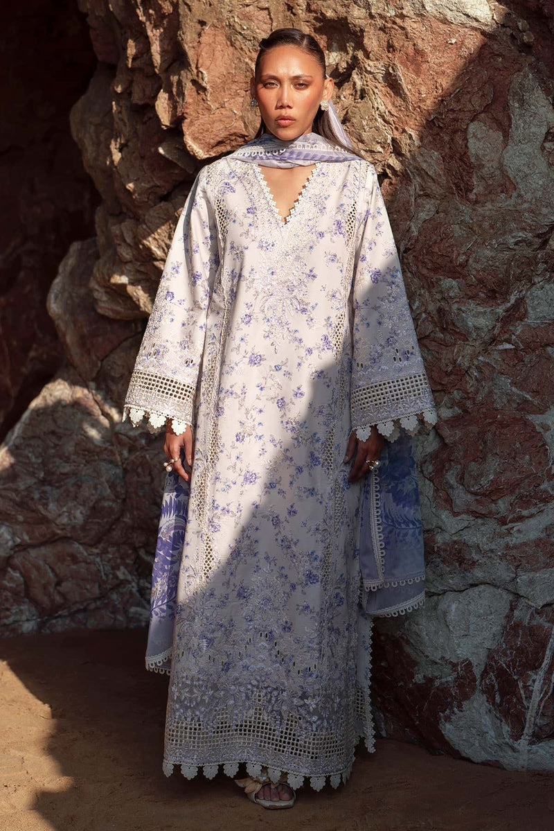 Afrozeh Summer Together Embroidered Lawn Unstitched 3Pc Suit - ZIRCON