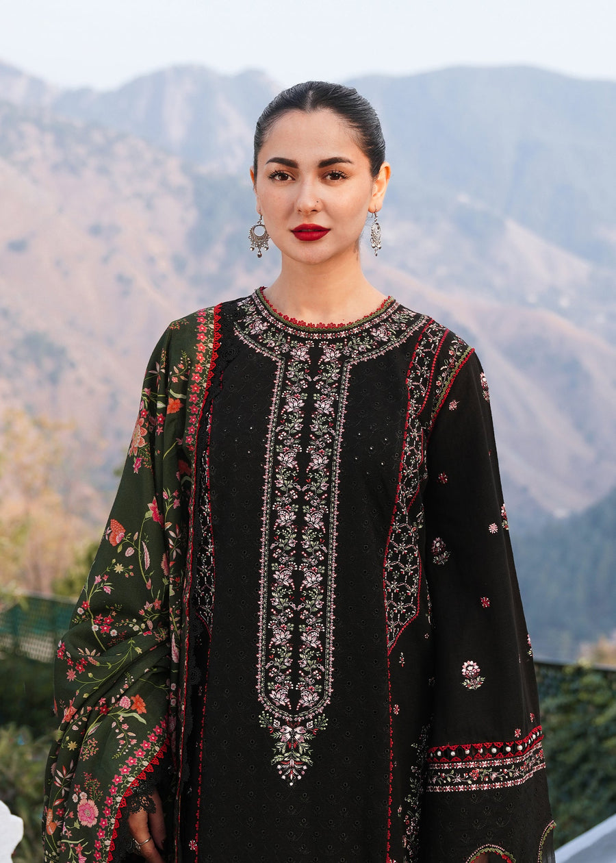 Hussain Rehar Embroidered Khaddar Unstitched 3Pc Suit - Zobia