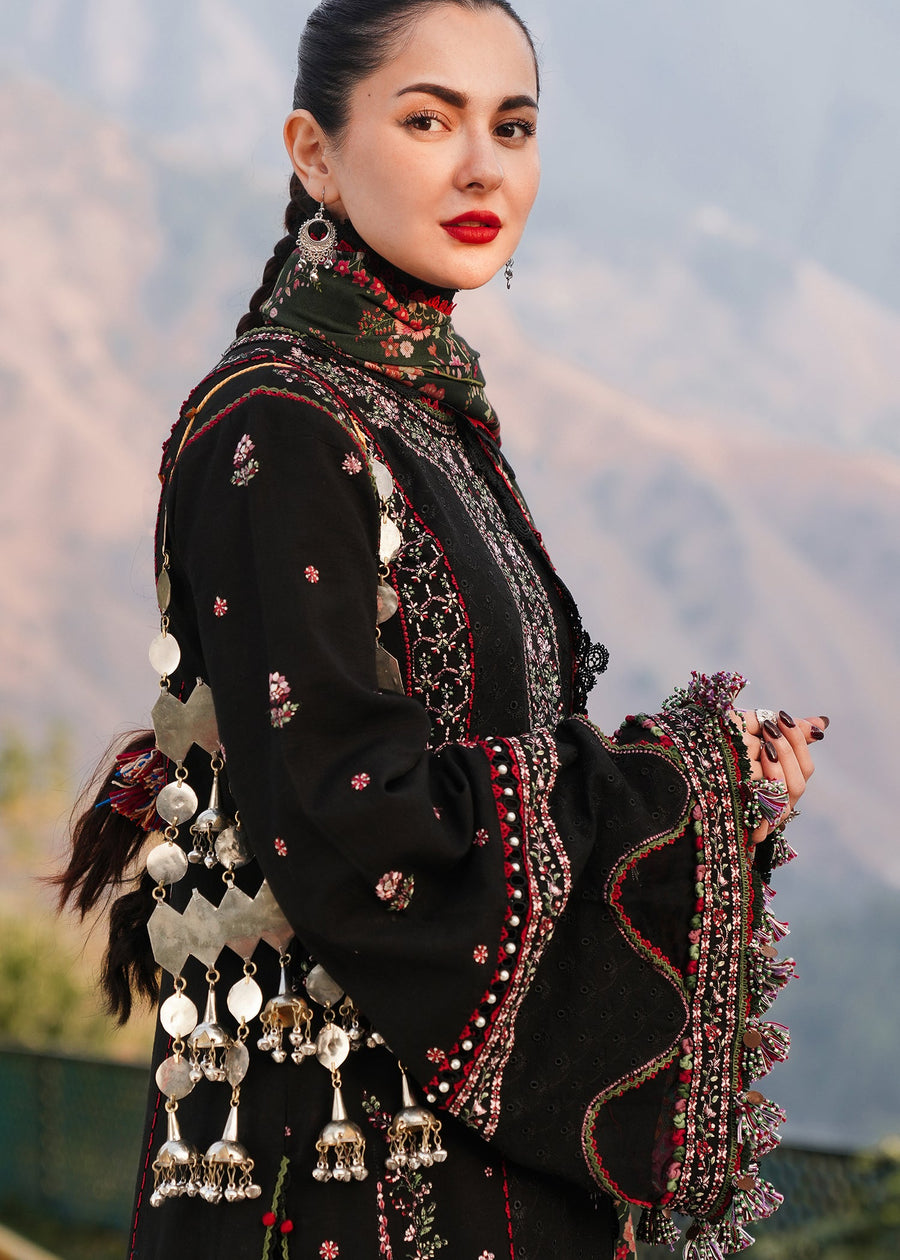 Hussain Rehar Embroidered Khaddar Unstitched 3Pc Suit - Zobia