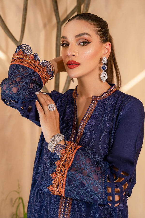 Afshan by Zoya & Fatima Embroidered Cotton Net 3Pc Suit - Zohra