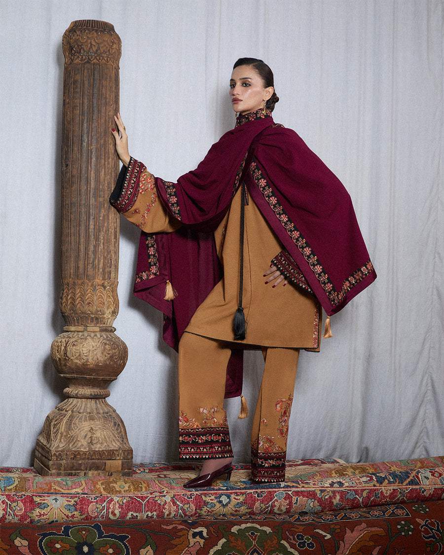 Jugnu Lahore Womenswear Embroidered Karandi Unstitched 3Pc Suit - ZROV