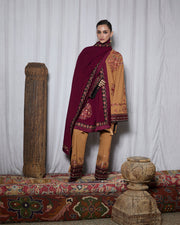 Jugnu Lahore Womenswear Embroidered Karandi Unstitched 3Pc Suit - ZROV