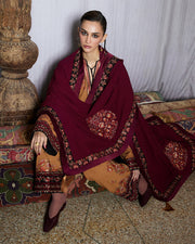 Jugnu Lahore Womenswear Embroidered Karandi Unstitched 3Pc Suit - ZROV