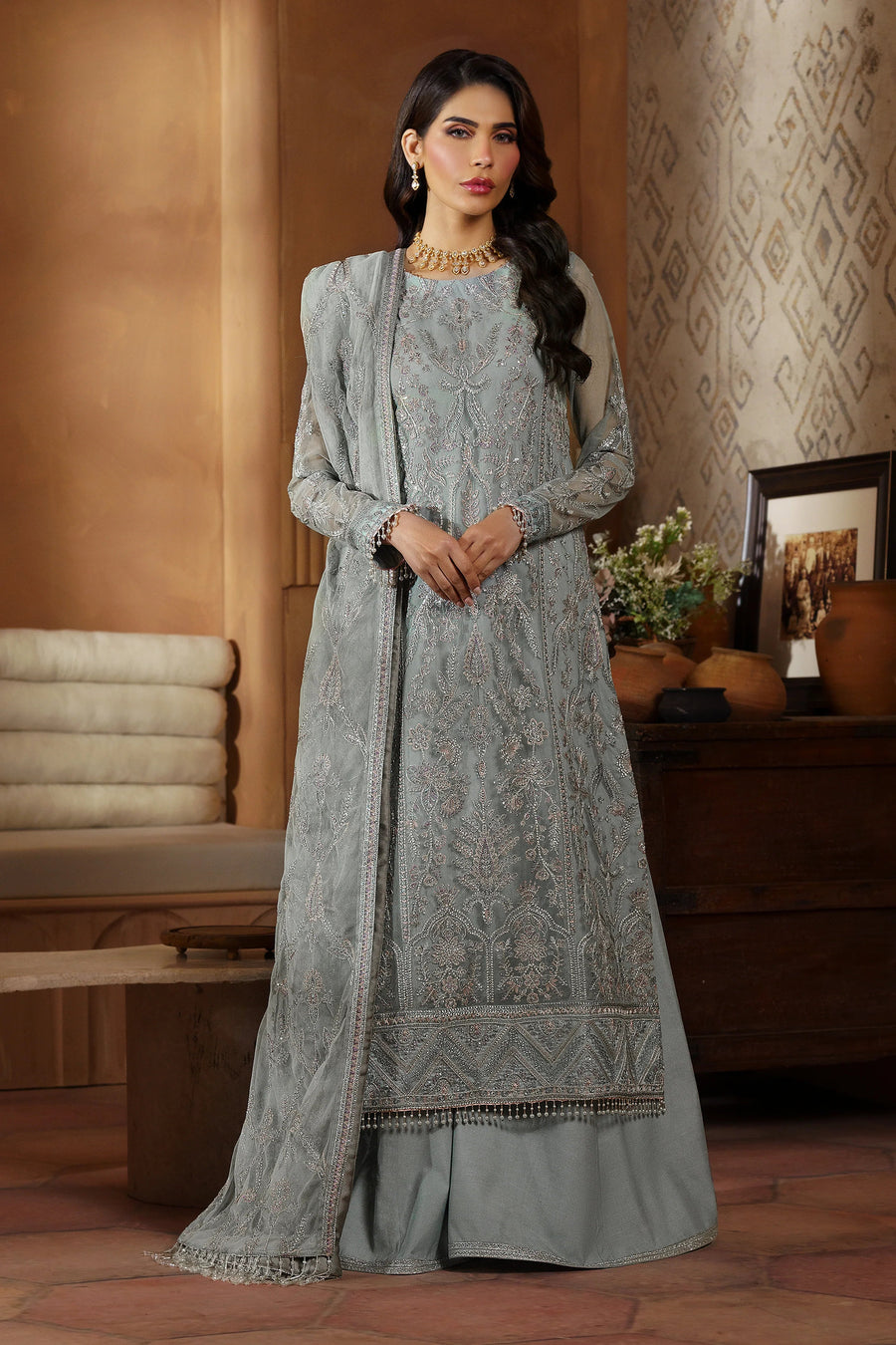 Nauroz by Zarif Embroidered Net Unstitched 3Pc Suit ZFN-02 AMROZE