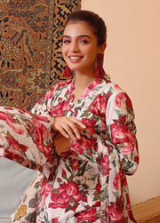 Feathers Nayab Unstitched Digital Printed Lawn 3Pc Suit AAINA-FT099