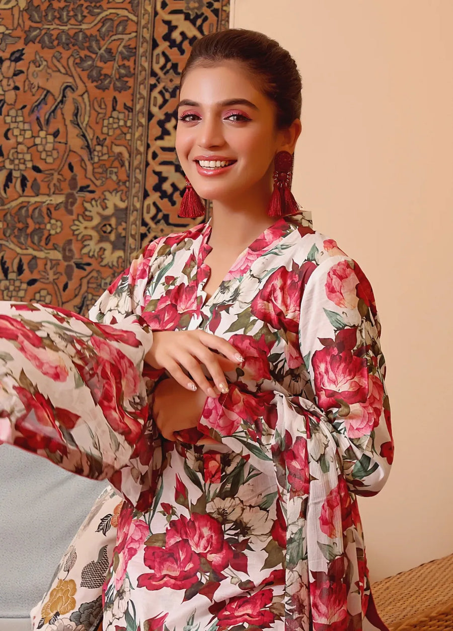 Feathers Nayab Unstitched Digital Printed Lawn 3Pc Suit AAINA-FT099