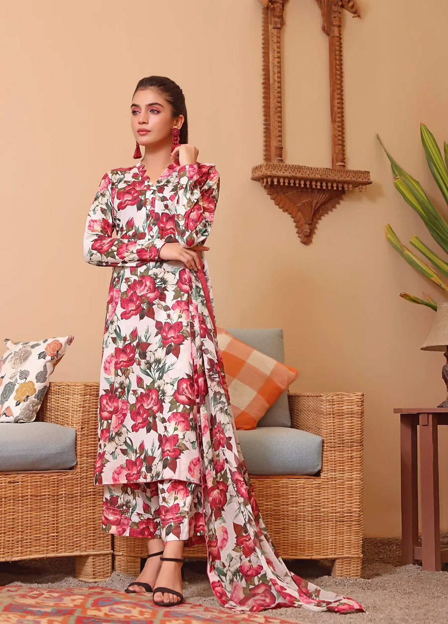 Feathers Nayab Unstitched Digital Printed Lawn 3Pc Suit AAINA-FT099