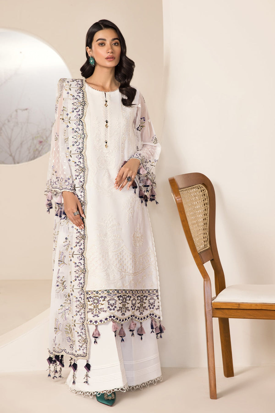 Alizeh Fashion Lamhay Festive Embroidered Chiffon 3Pc Suit V15D07 - Abar