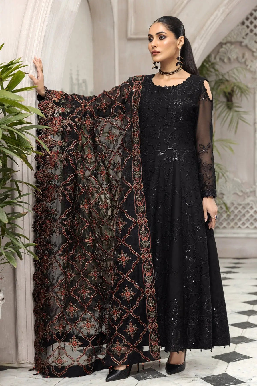 Alizeh Fashion Ik Dastaan Embroidered Chiffon 3Pc Suit D-07 ARMAN