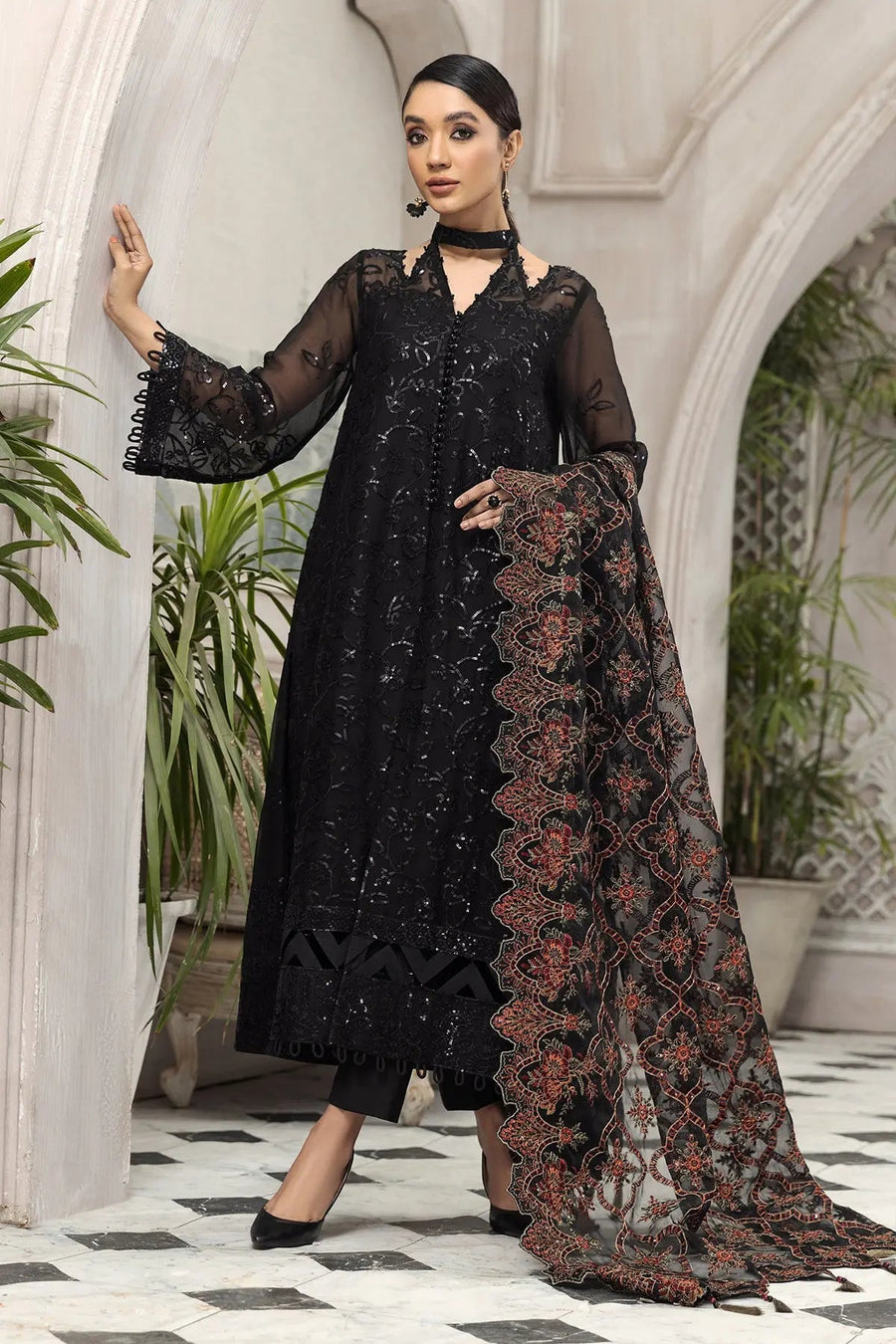 Alizeh Fashion Ik Dastaan Embroidered Chiffon 3Pc Suit D-07 ARMAN
