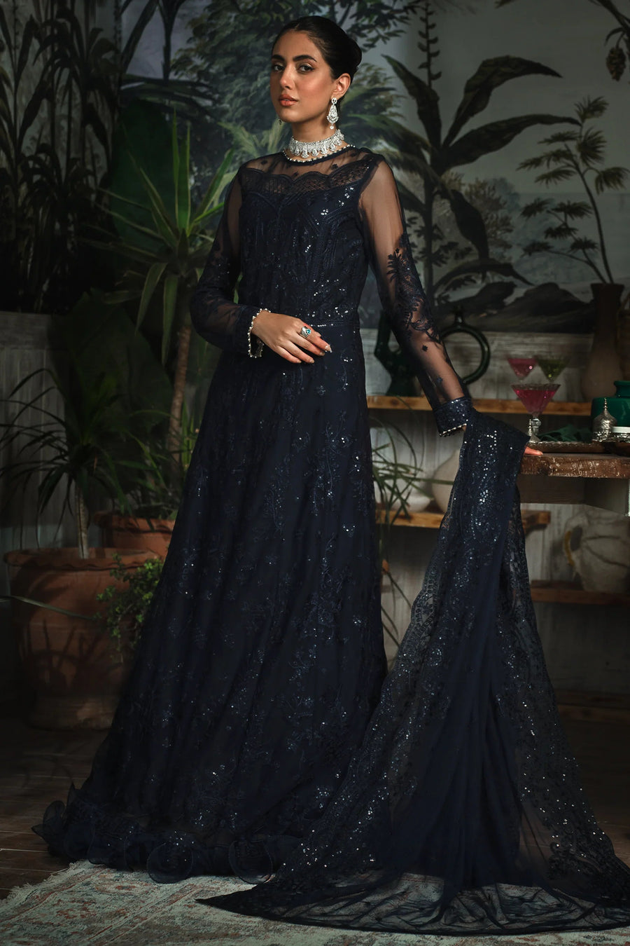 Zarif La Rosella Unstitched Embroidered Net 3Pc Suit ZLR 08 STARRY
