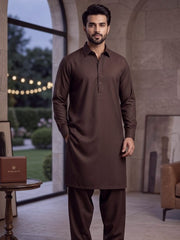 Tycoon by Fabrieco Men's Unstitched Soft Blended Suit - Chocolate