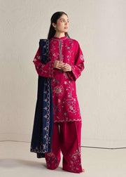 Coco by Zara Shahjahan Nairang 8B berry red embroidered winter suit
