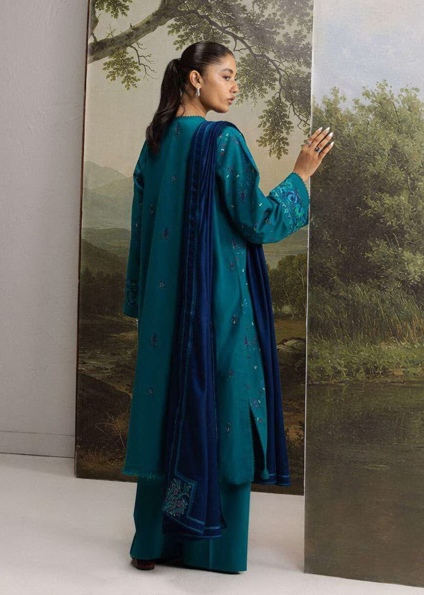 Coco by Zara Shahjahan Tabassum 7A deep teal embroidered suit back view