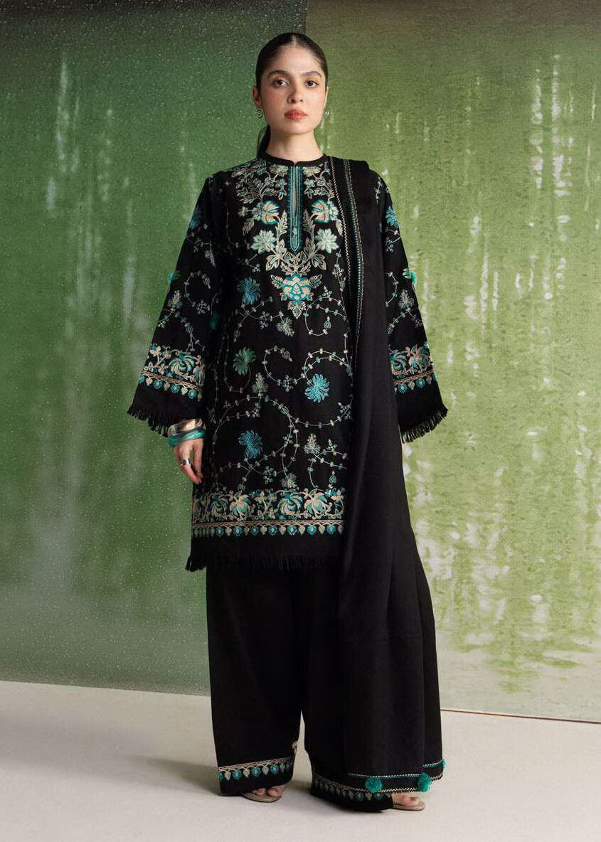 Coco by Zara Shahjahan Tabassum 7B black embroidered winter suit