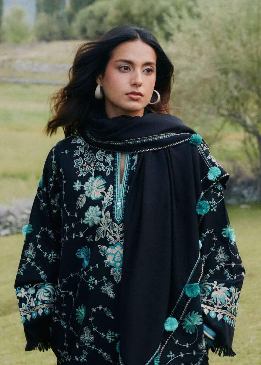 Coco by Zara Shahjahan Tabassum 7B black embroidered winter outfit