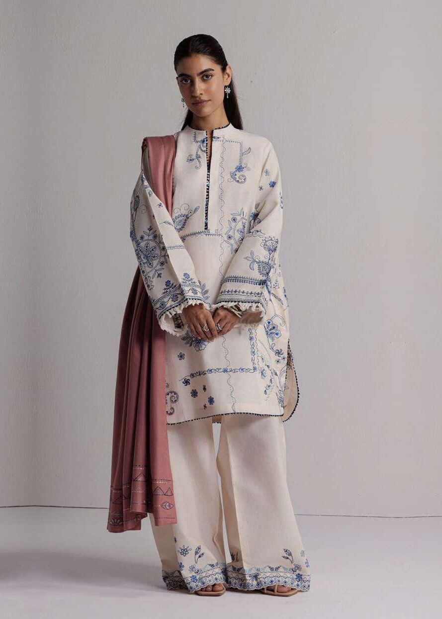 Coco Zara Shahjahan DIBA 10B embroidered khaddar unstitched 3 piece suit front